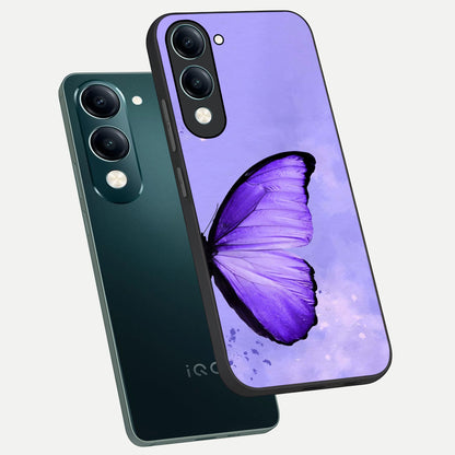  Violet Dream Wing phone case for iQOO Z10 lite showing premium glass back cover with detailed artwork