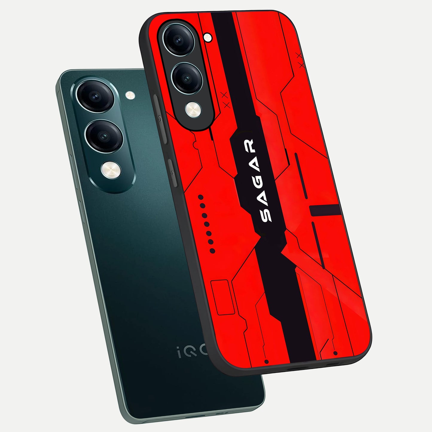  Voltage Rise CYBERPUNK Custom Name phone case for iQOO Z10 lite showing premium custom name glass back cover