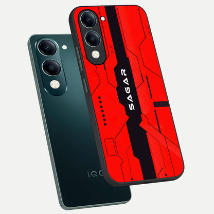 Voltage Rise CYBERPUNK Custom Name phone case for iQOO Z10 lite showing premium custom name glass back cover