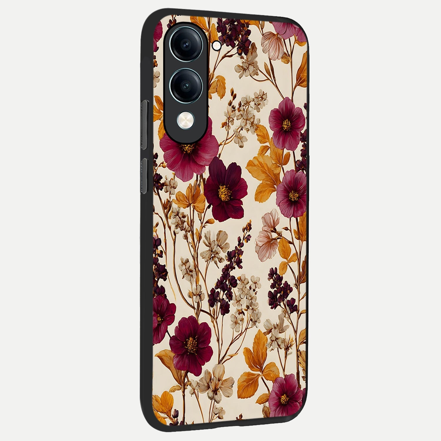  Autumn Wine Bloom back cover for iQOO Z10 Lite slim fit glass case with vibrant aesthetic design