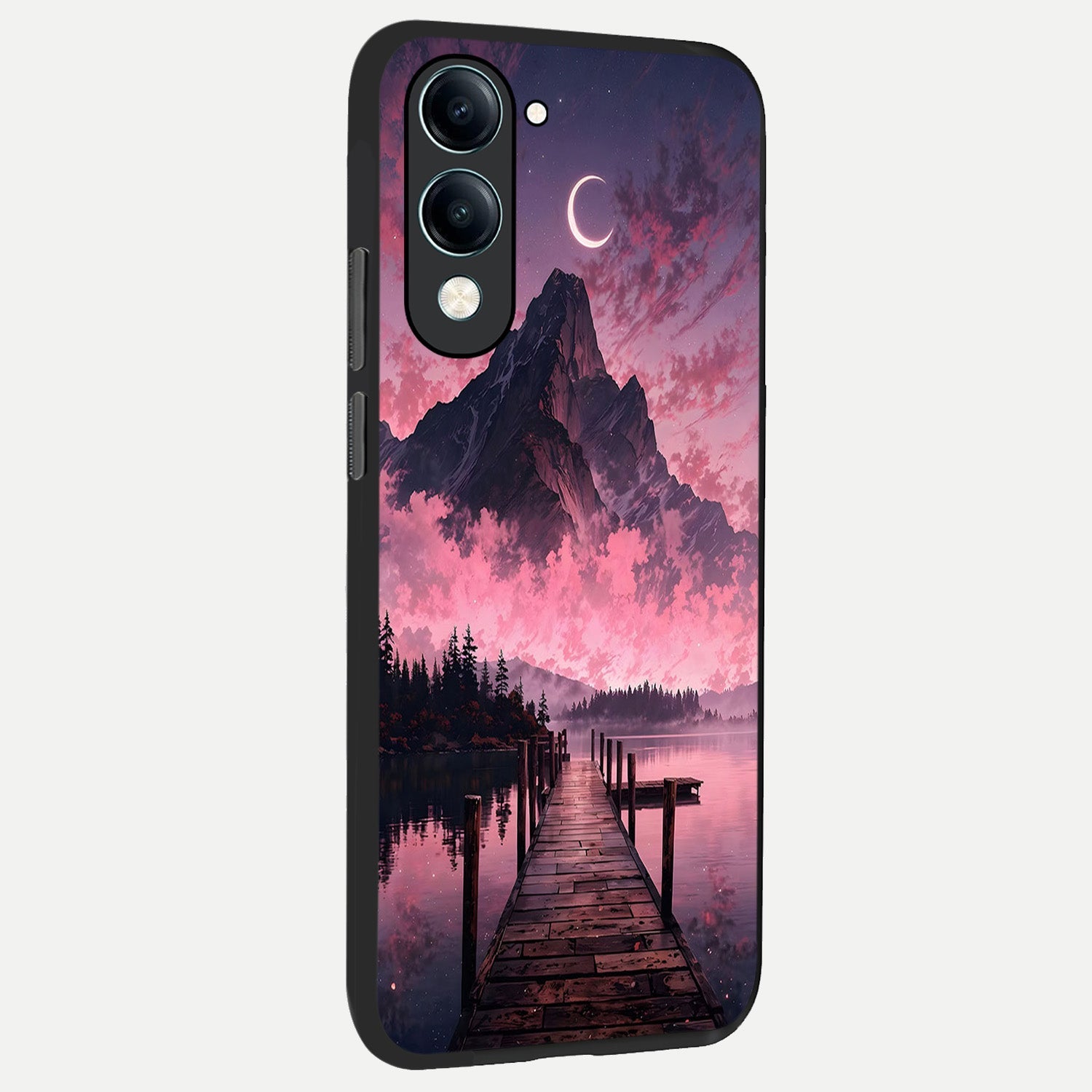  Beautiful Mountain View back cover for iQOO Z10 lite slim fit glass case with vibrant aesthetic design