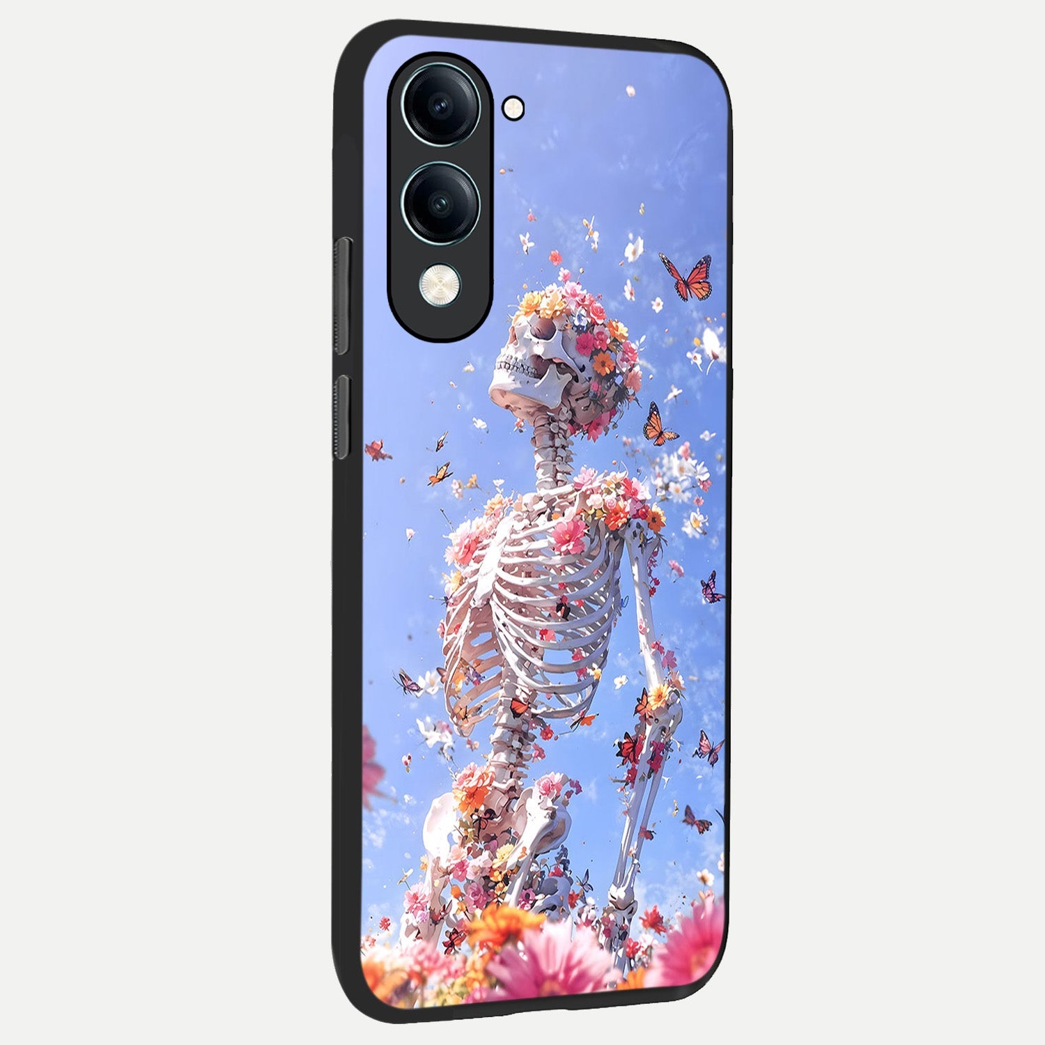  Bloom Beyond Bones back cover for iQOO Z10 Lite slim fit glass case with vibrant aesthetic design