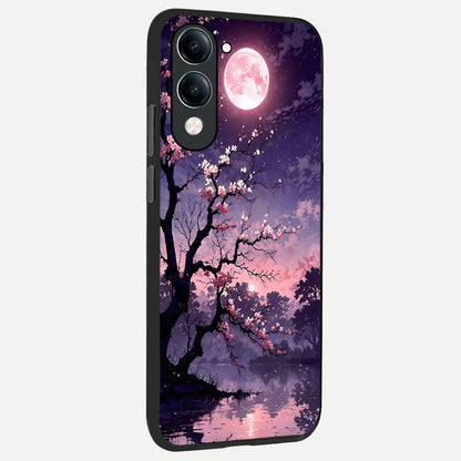  Blossom Pink Moon back cover for iQOO Z10 lite slim fit glass case with vibrant aesthetic design