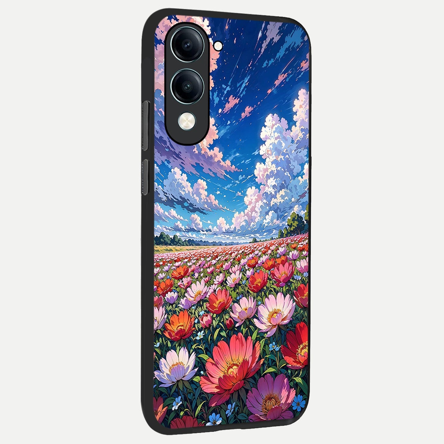  Blossom Sky Field back cover for iQOO Z10 lite slim fit glass case with vibrant aesthetic design