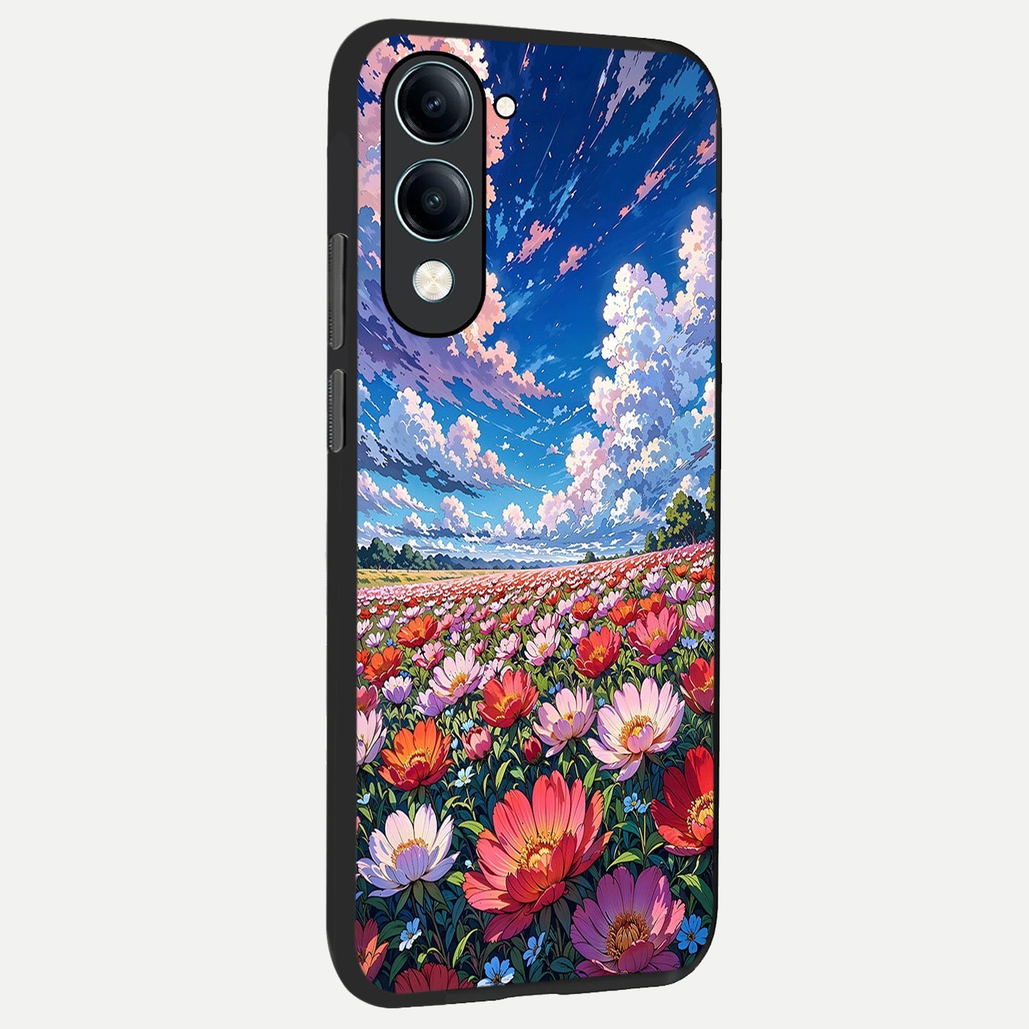  Blossom Sky Field back cover for iQOO Z10 lite slim fit glass case with vibrant aesthetic design