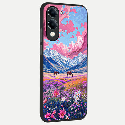  Blossom Valley Dream back cover for iQOO Z10 Lite slim fit glass case with vibrant aesthetic design