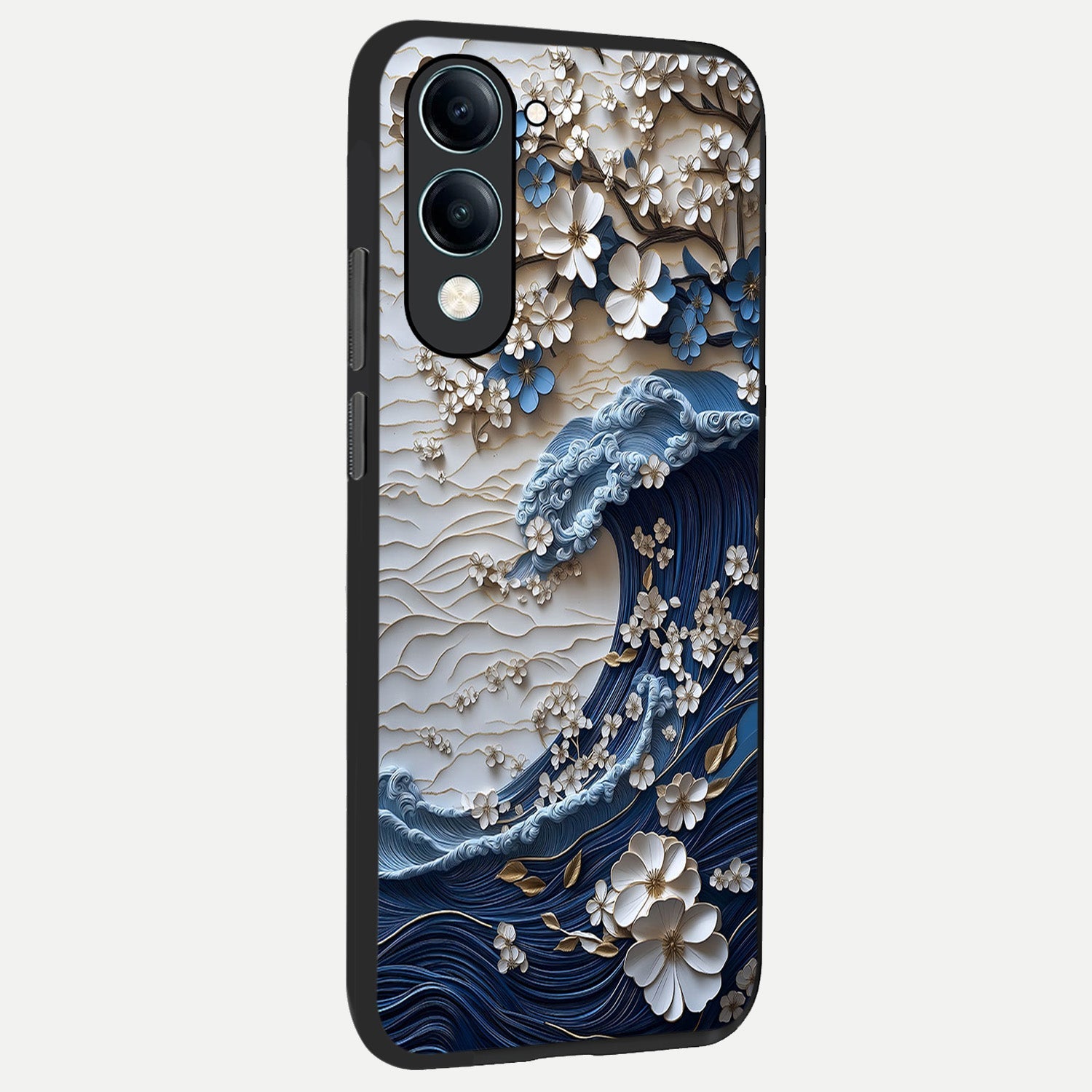  Blossom Wave Art back cover for iQOO Z10 Lite slim fit glass case with vibrant aesthetic design
