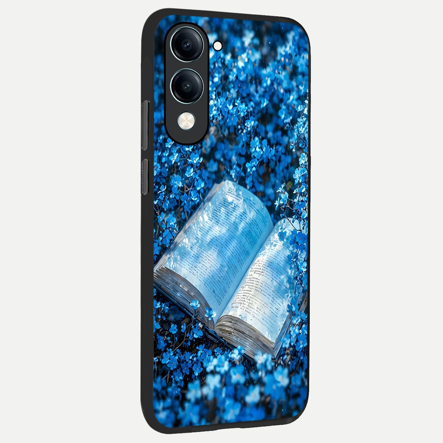  Blue Bloom Tales back cover for iQOO Z10 Lite slim fit glass case with vibrant aesthetic design