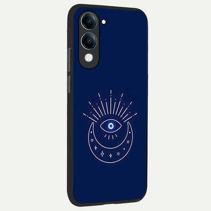  Blue Evil Eye back cover for iQOO Z10 Lite slim fit glass case with vibrant aesthetic design