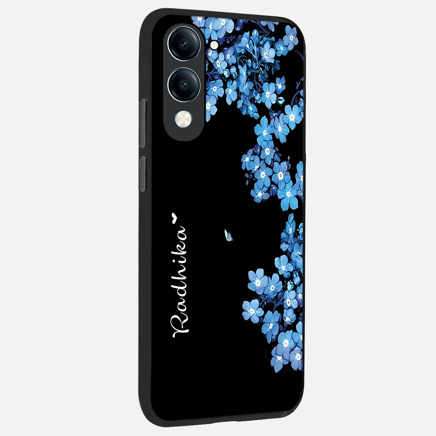  Blue Petal Dream Custom Name back cover for iQOO Z10 Lite slim fit glass case with vibrant aesthetic design
