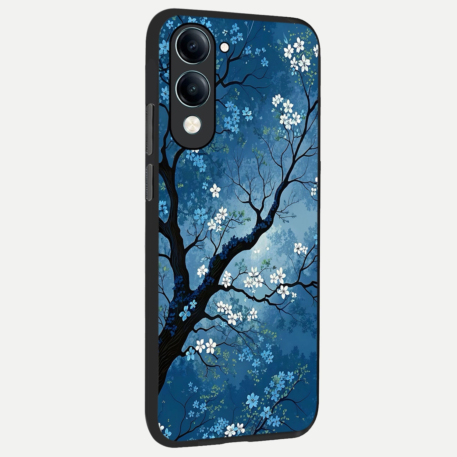  Blue Tree Serenity back cover for iQOO Z10 Lite slim fit glass case with vibrant aesthetic design