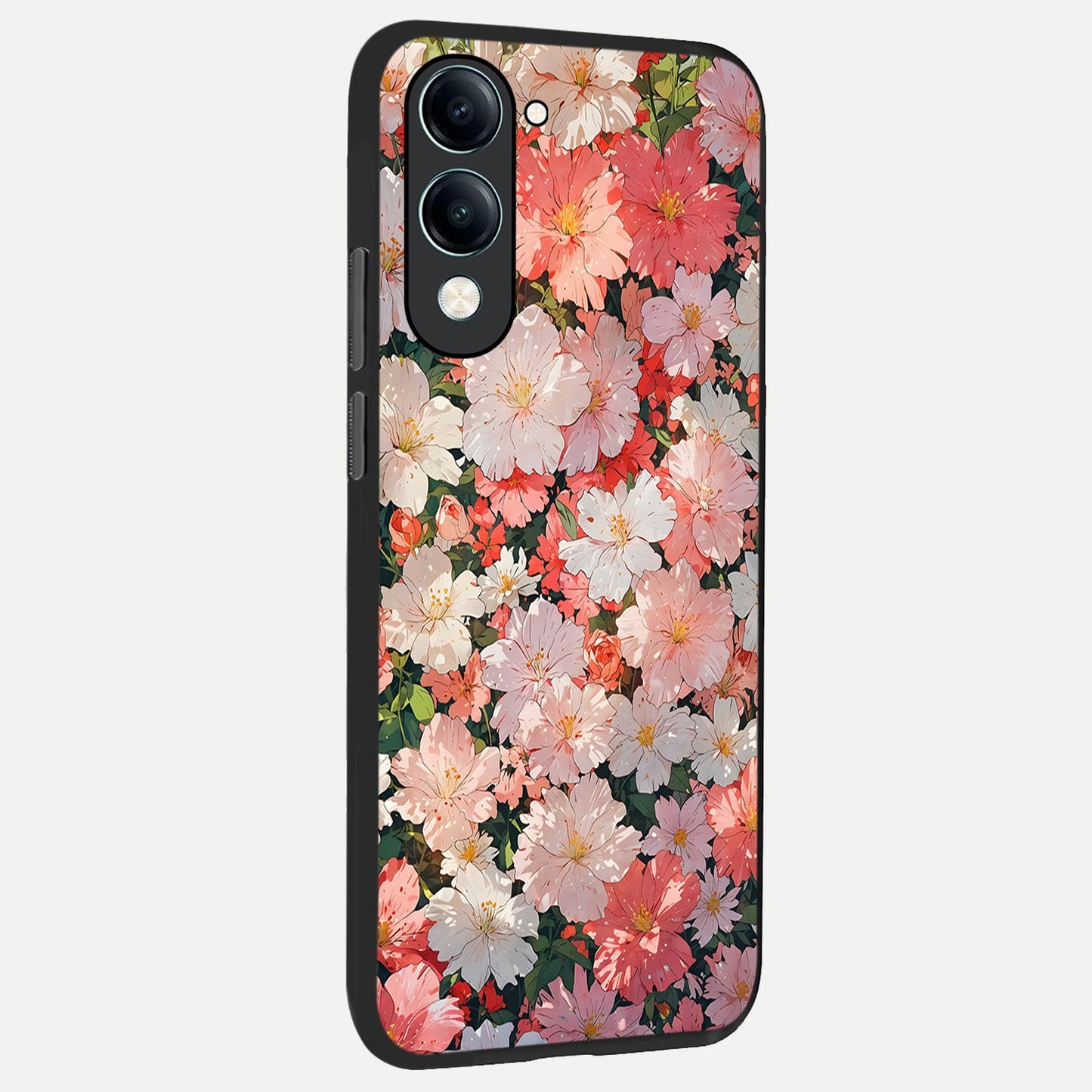  Blush Bloom Field back cover for iQOO Z10 Lite slim fit glass case with vibrant aesthetic design