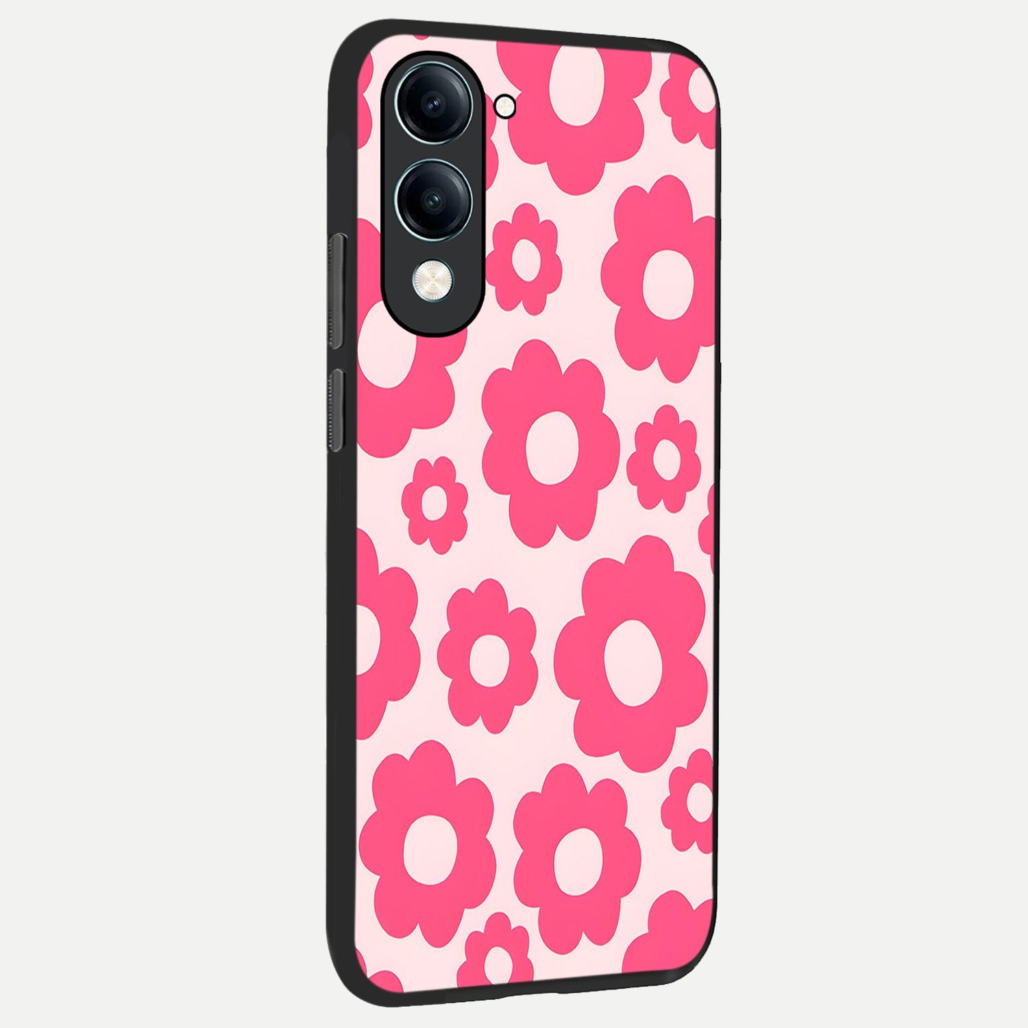  Blush Flower Pop back cover for iQOO Z10 Lite slim fit glass case with vibrant aesthetic design