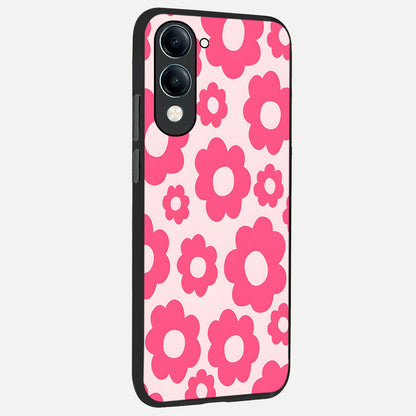  Blush Flower Pop back cover for iQOO Z10 Lite slim fit glass case with vibrant aesthetic design