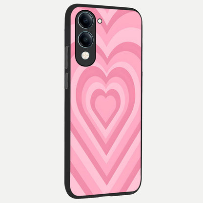  Blush Heart Waves back cover for iQOO Z10 Lite slim fit glass case with vibrant aesthetic design
