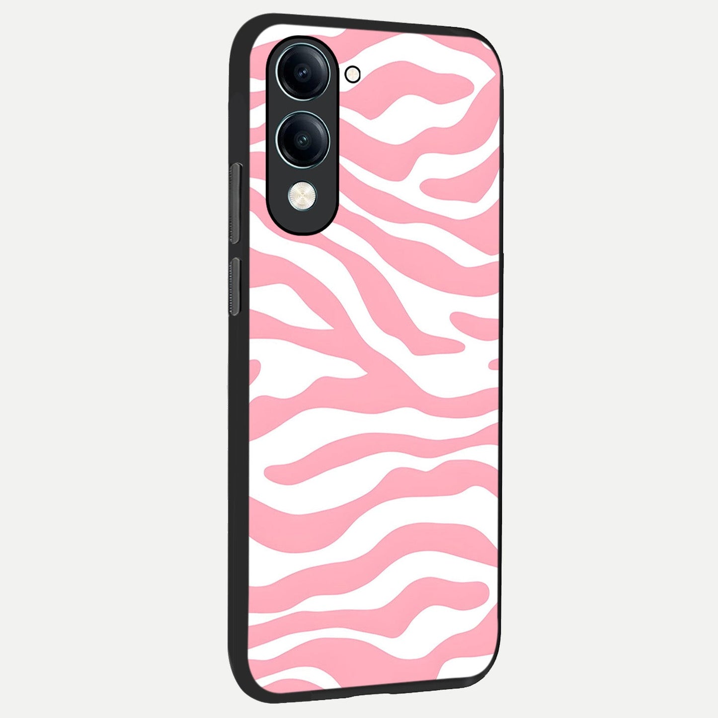  Blush Zebra Flow back cover for iQOO Z10 Lite slim fit glass case with vibrant aesthetic design