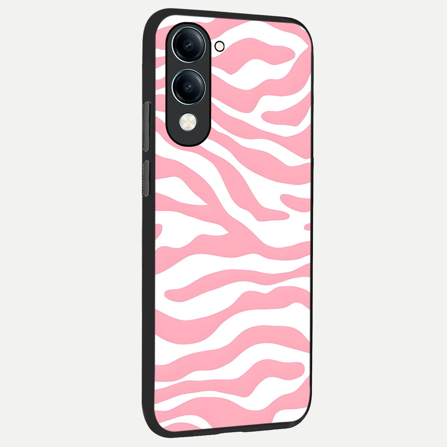  Blush Zebra Flow back cover for iQOO Z10 Lite slim fit glass case with vibrant aesthetic design