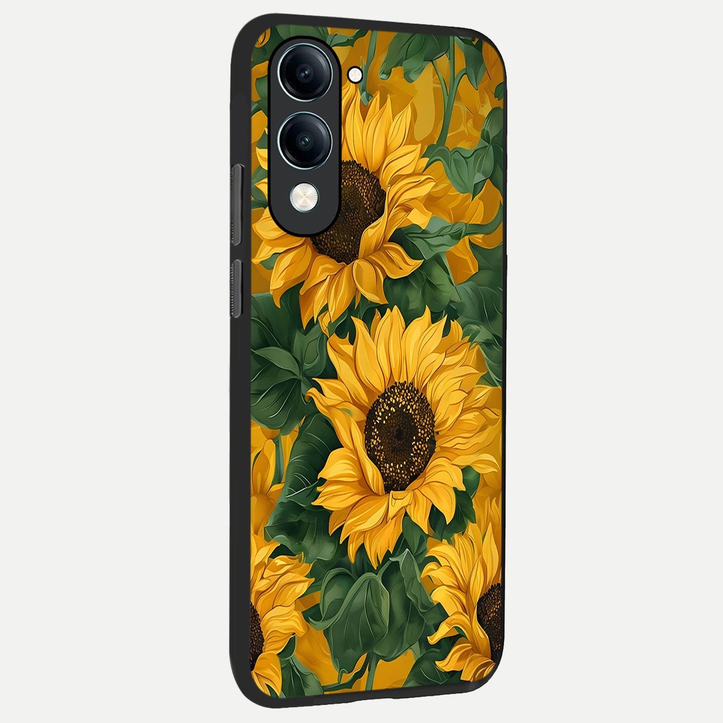  Bright Sunflower Bloom back cover for iQOO Z10 Lite slim fit glass case with vibrant aesthetic design