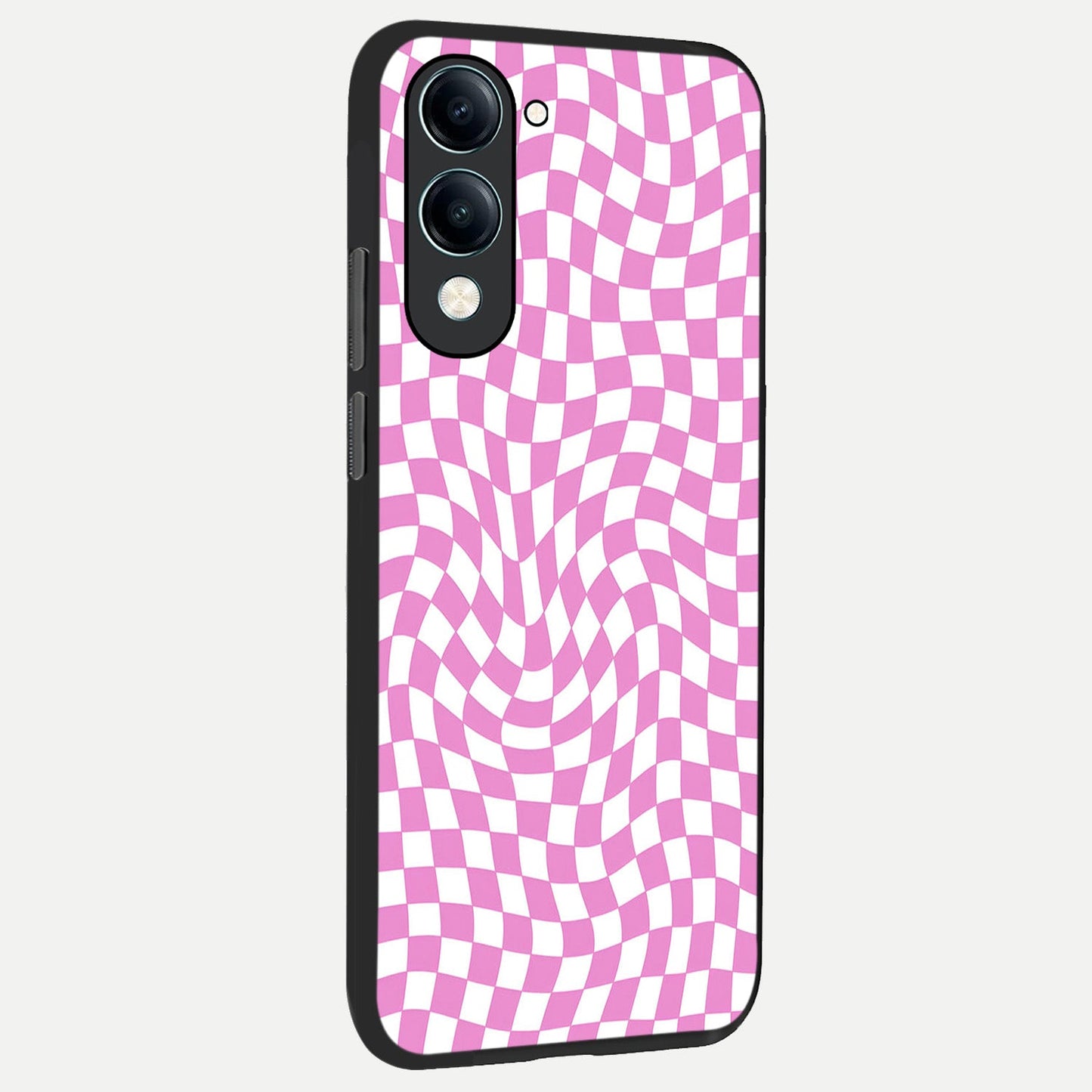  Bubblegum Check Wave back cover for iQOO Z10 lite slim fit glass case with vibrant aesthetic design