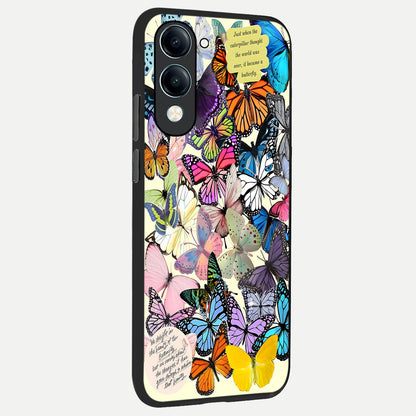 Butterflies Petal Dream back cover for iQOO Z10 Lite slim fit glass case with vibrant aesthetic design