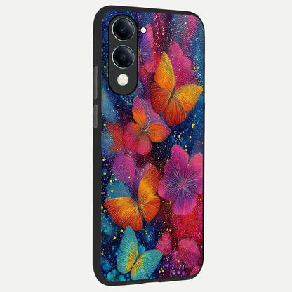  Butterfly Dream Mist back cover for iQOO Z10 lite slim fit glass case with vibrant aesthetic design