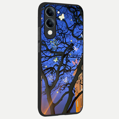  Butterfly Night Magic back cover for iQOO Z10 lite slim fit glass case with vibrant aesthetic design