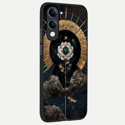  Celestial Lotus Morang back cover for iQOO Z10 Lite slim fit glass case with vibrant aesthetic design
