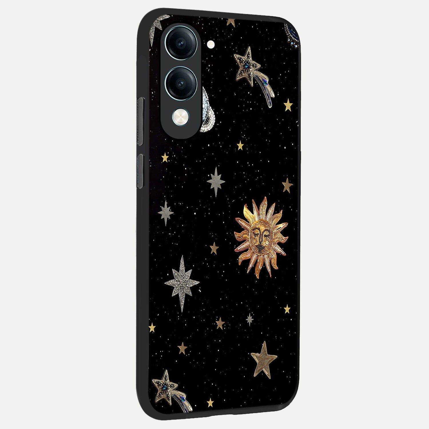  Celestial Moon With Stars back cover for iQOO Z10 Lite slim fit glass case with vibrant aesthetic design
