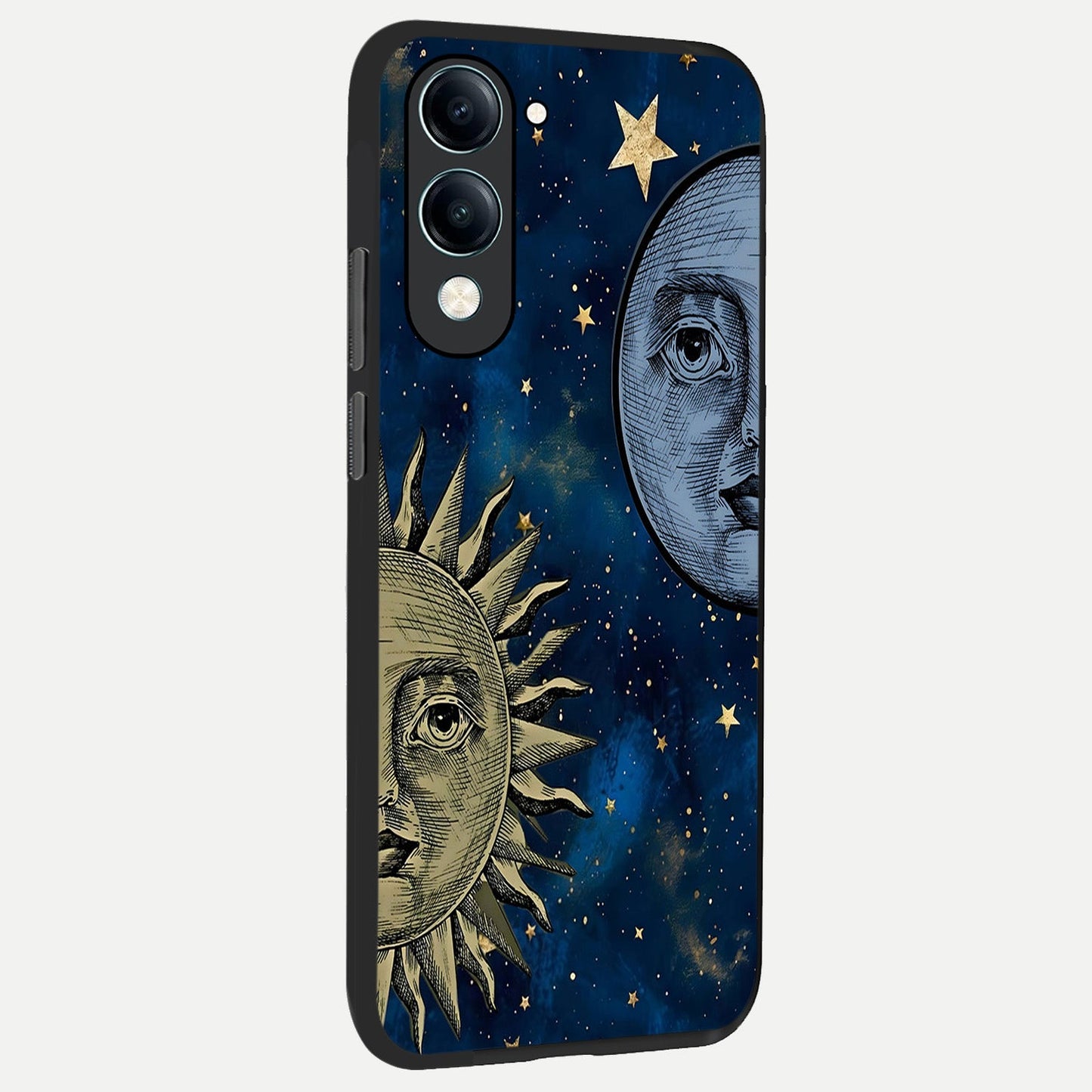  Celestial Moon With Sun back cover for iQOO Z10 lite slim fit glass case with vibrant aesthetic design