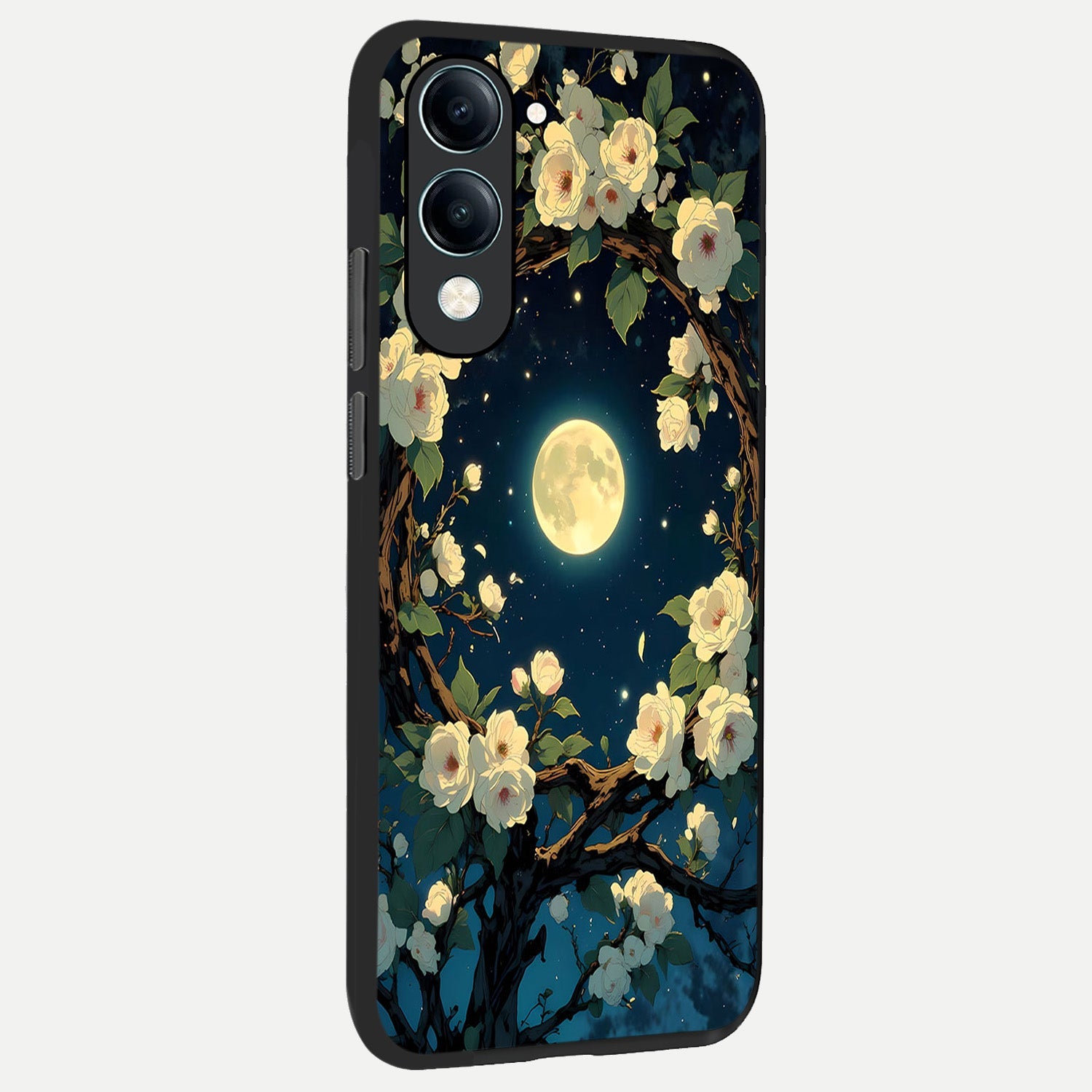  Celestial Moon And Flower back cover for iQOO Z10 Lite slim fit glass case with vibrant aesthetic design