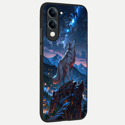  Celestial Wolf Howl back cover for iQOO Z10 lite slim fit glass case with vibrant aesthetic design