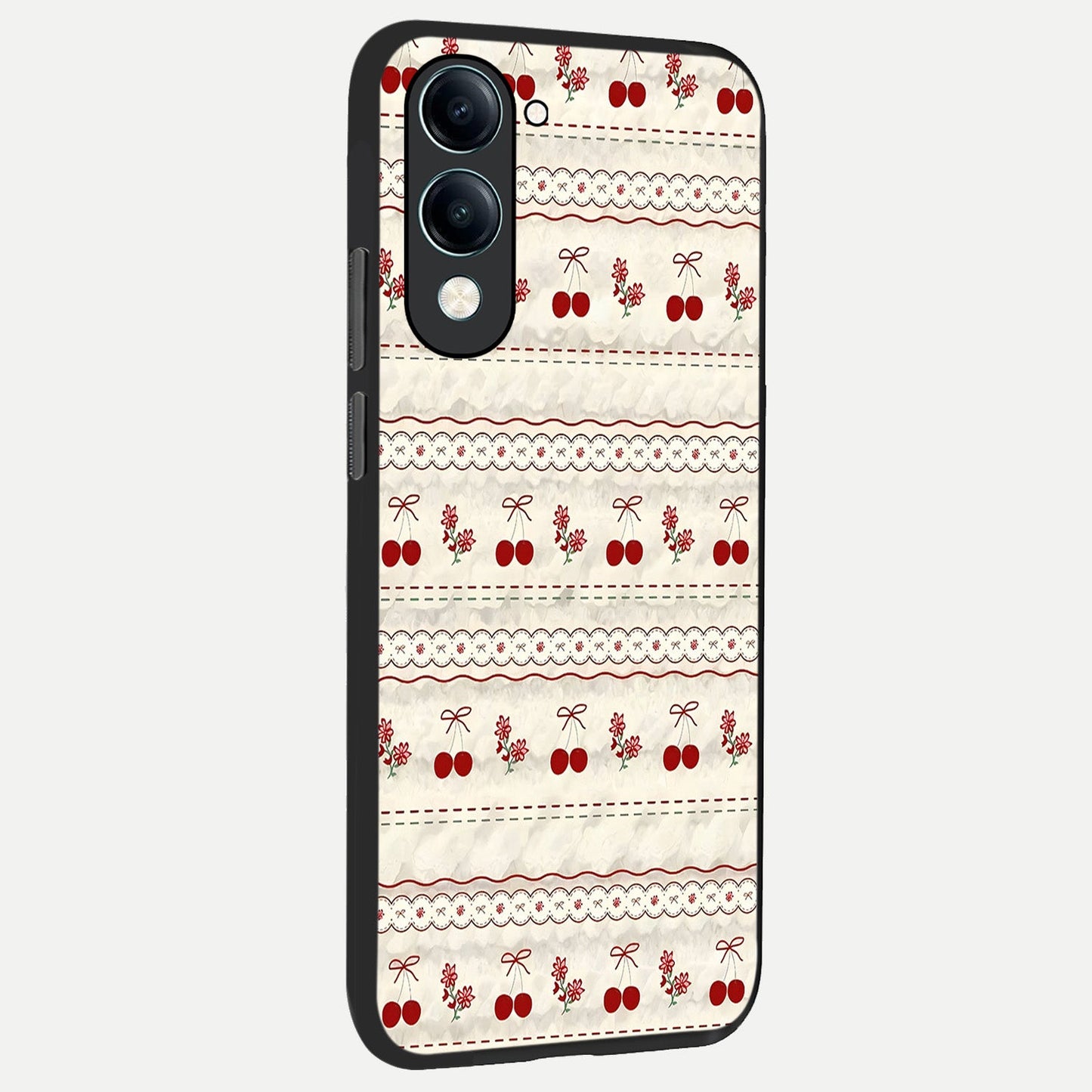  Cherry Bloom Charm back cover for iQOO Z10 lite slim fit glass case with vibrant aesthetic design