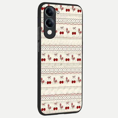  Cherry Bloom Charm back cover for iQOO Z10 lite slim fit glass case with vibrant aesthetic design