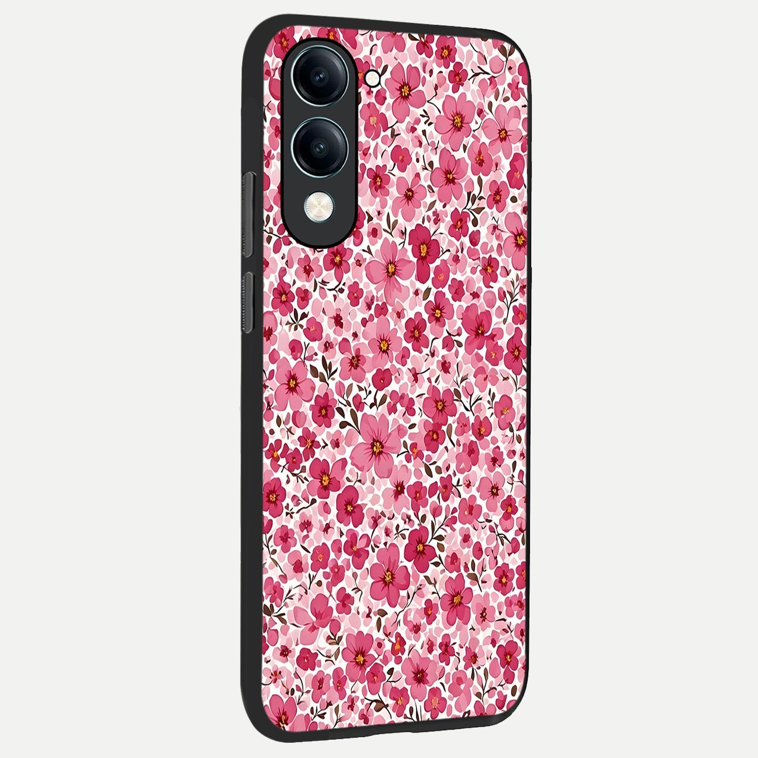  Cherry Blossom Charm back cover for iQOO Z10 Lite slim fit glass case with vibrant aesthetic design