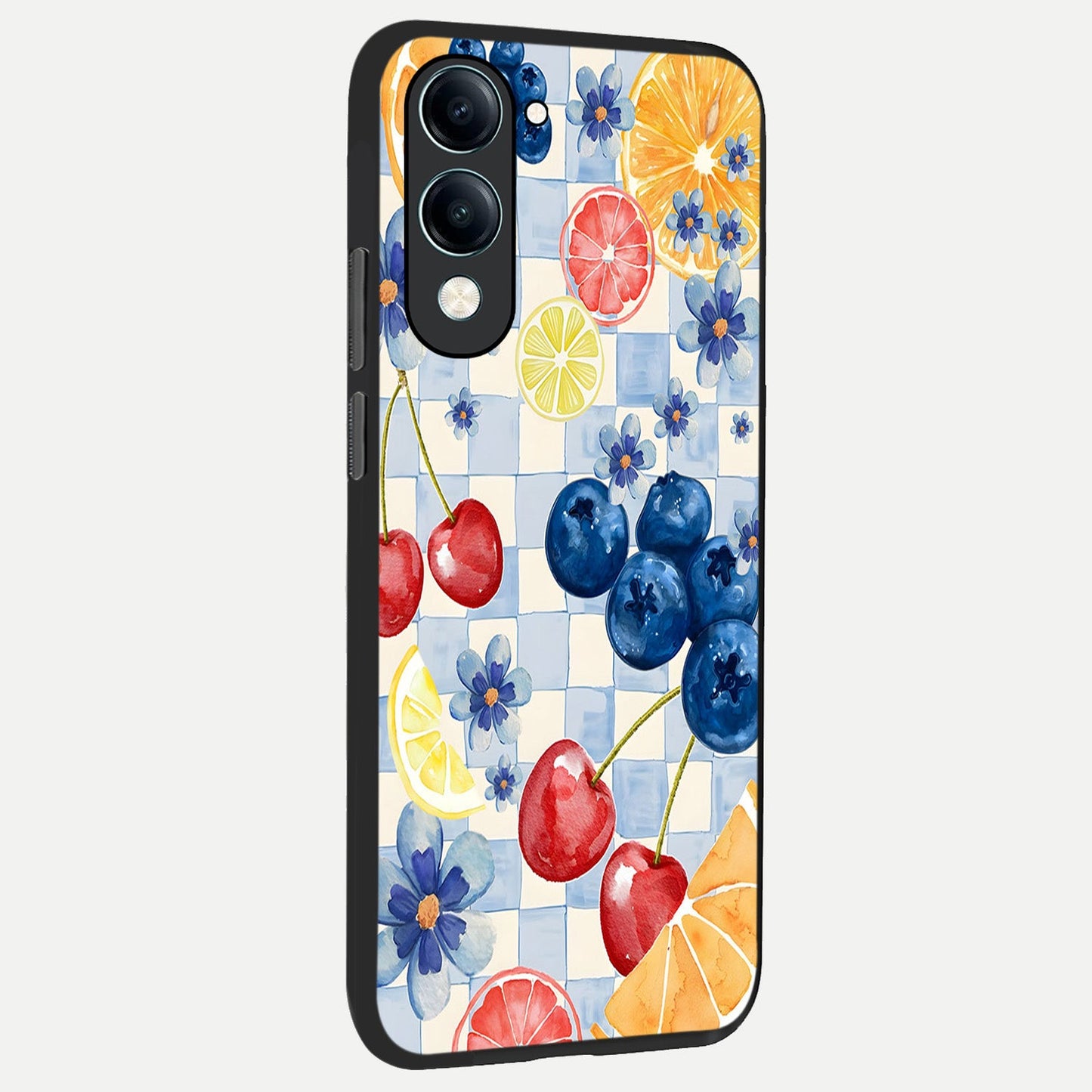  Citrus Bloom Joy back cover for iQOO Z10 Lite slim fit glass case with vibrant aesthetic design