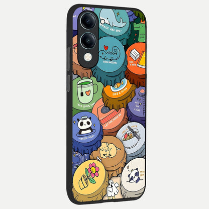  Coins Patterns back cover for iQOO Z10 lite slim fit glass case with vibrant aesthetic design
