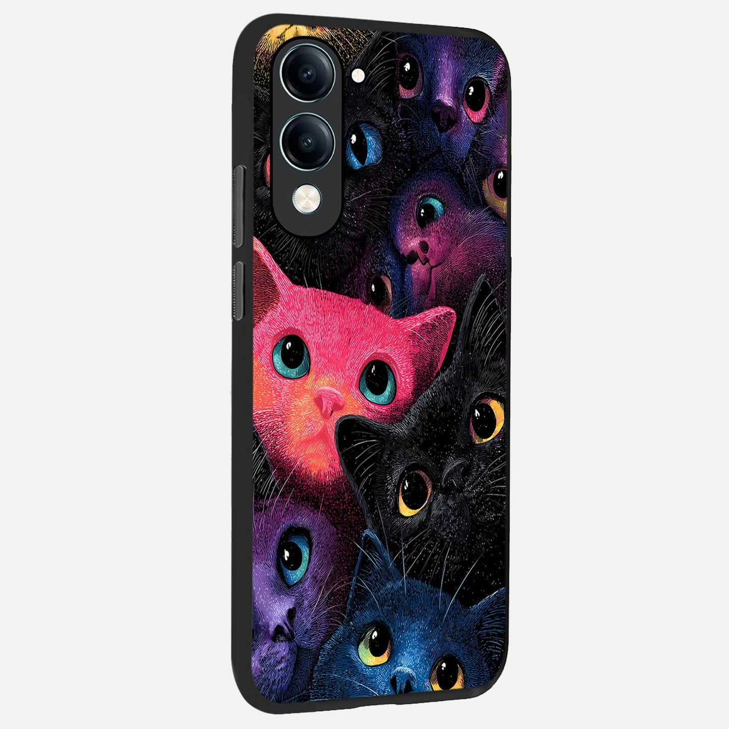  Cosmic Cats Dreams back cover for iQOO Z10 lite slim fit glass case with vibrant aesthetic design