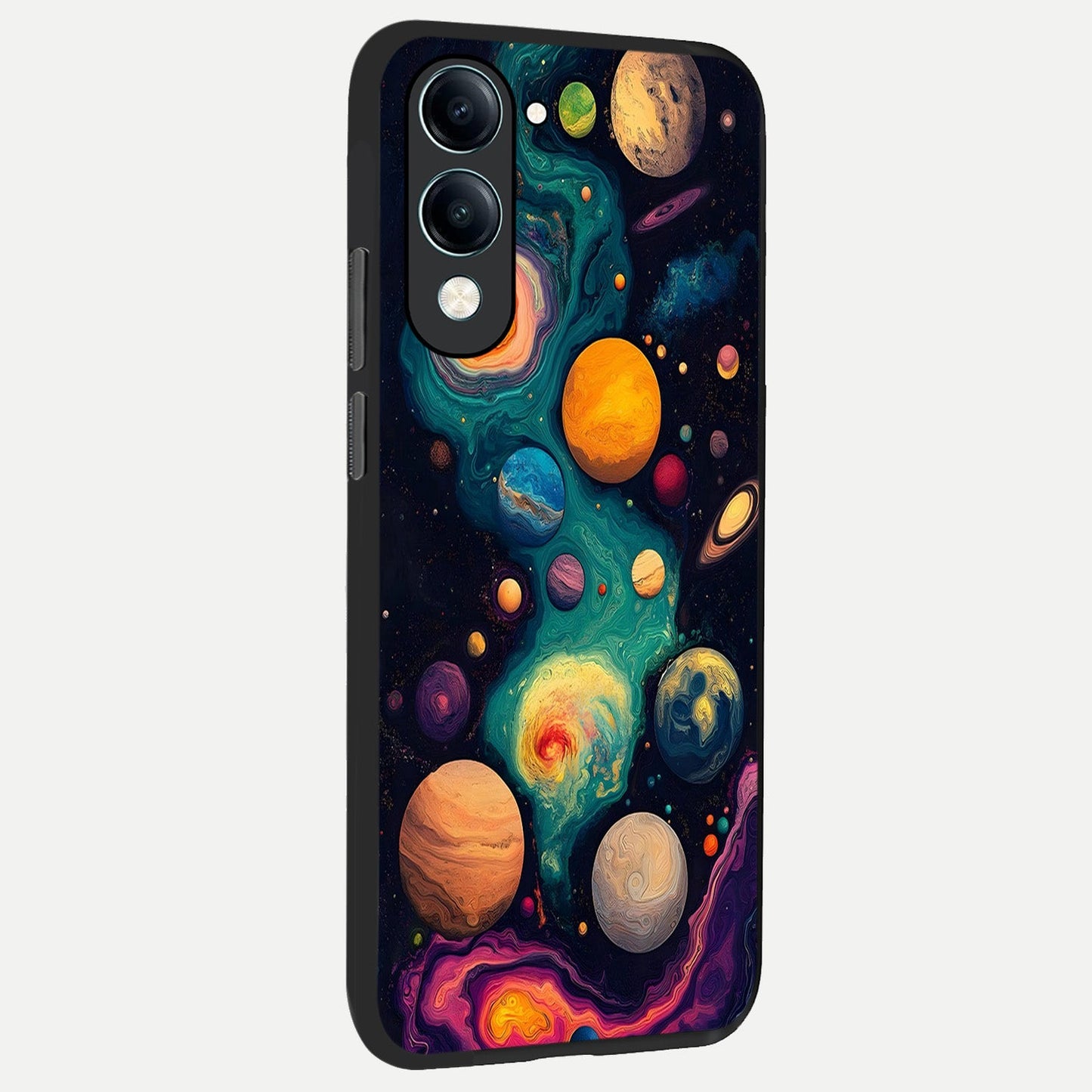  Cosmic Planet Journey back cover for iQOO Z10 Lite slim fit glass case with vibrant aesthetic design