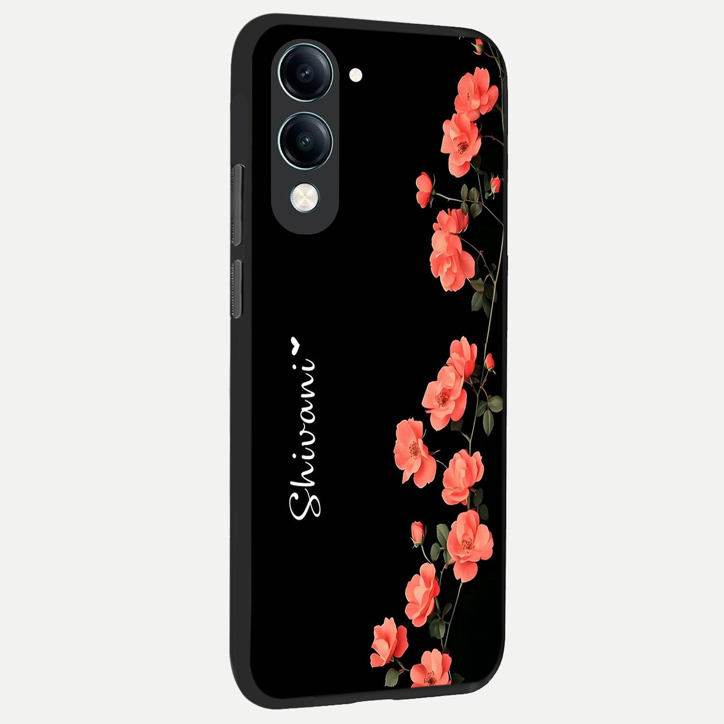  Crimson Bloom Grace Custom Name back cover for iQOO Z10 Lite slim fit glass case with vibrant aesthetic design