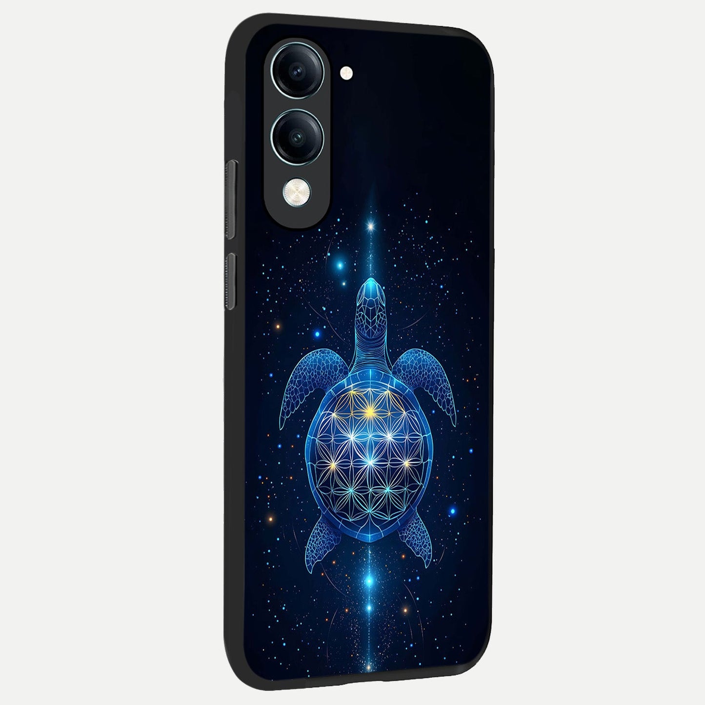  Crimson Blue Turtle back cover for iQOO Z10 Lite slim fit glass case with vibrant aesthetic design