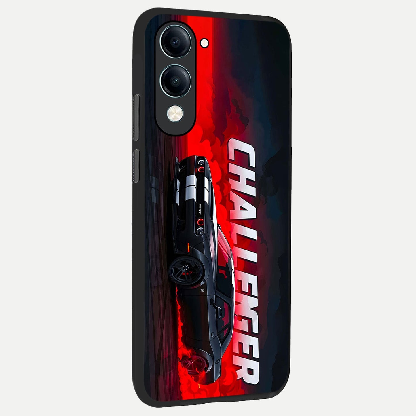  Crimson Challenger Fury back cover for iQOO Z10 Lite slim fit glass case with vibrant aesthetic design