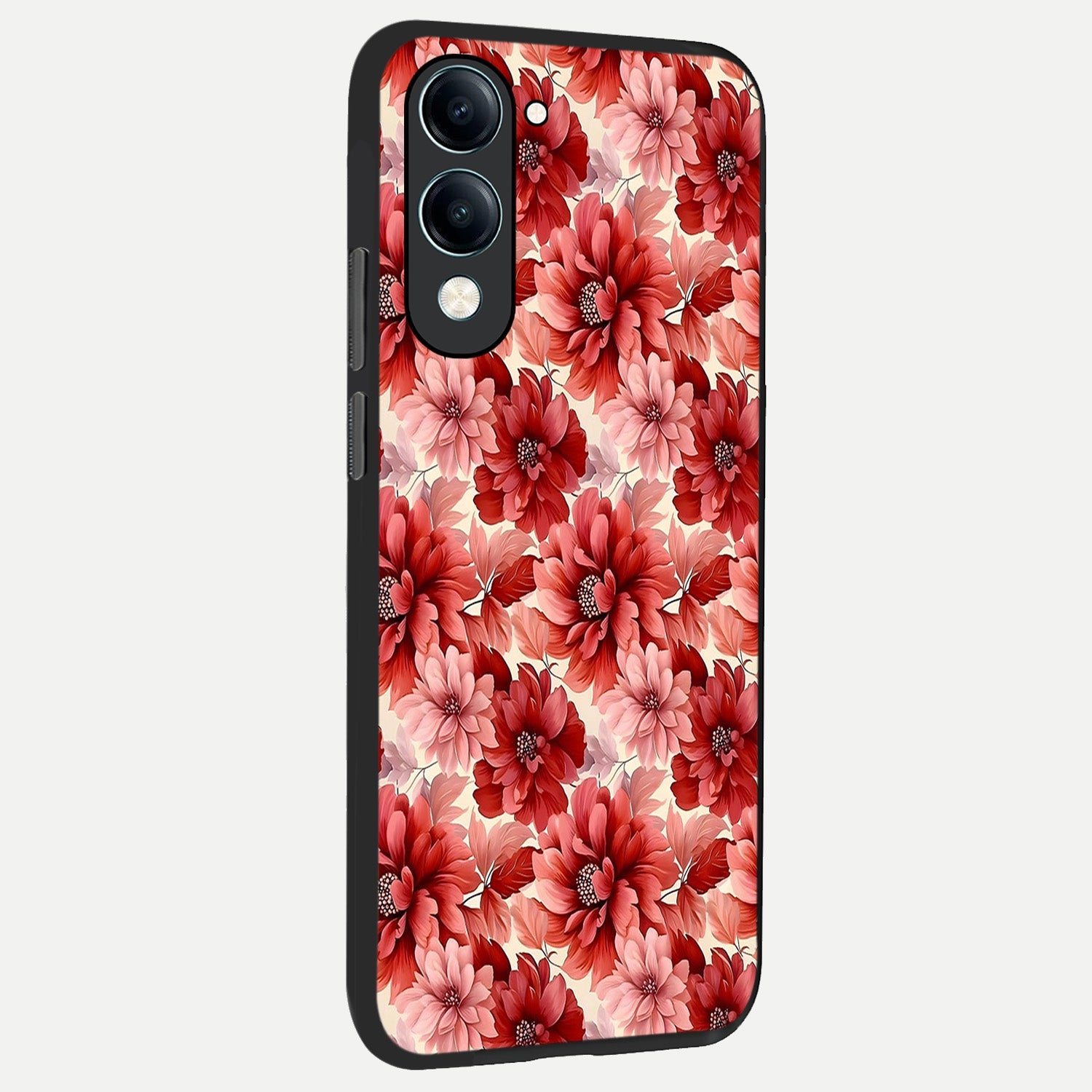  Crimson Love Petals back cover for iQOO Z10 Lite slim fit glass case with vibrant aesthetic design
