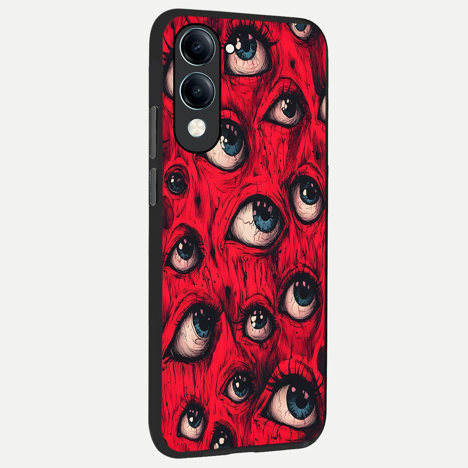  Crimson Watch Eyes back cover for iQOO Z10 lite slim fit glass case with vibrant aesthetic design