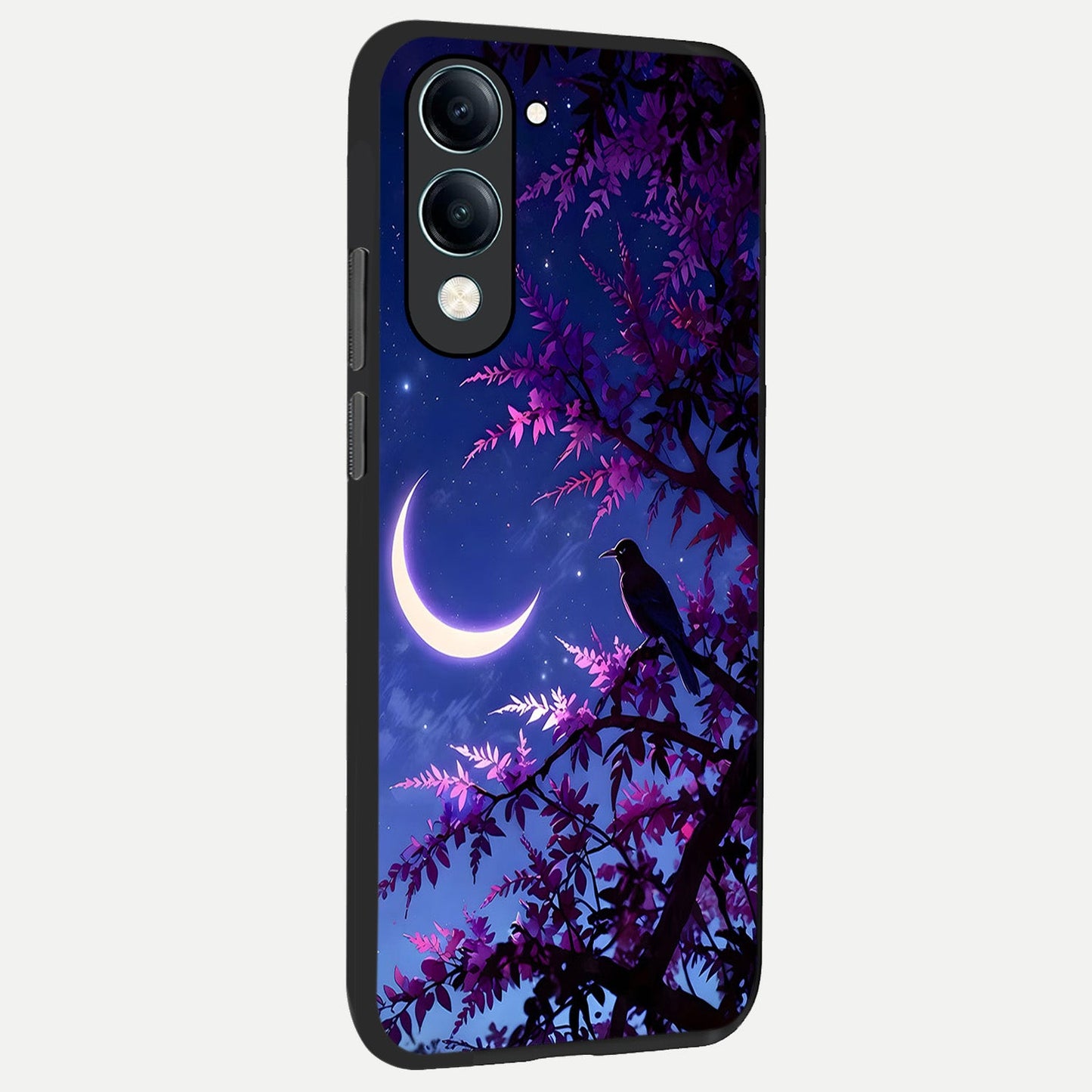  Crow And Moon Scenery back cover for iQOO Z10 Lite slim fit glass case with vibrant aesthetic design