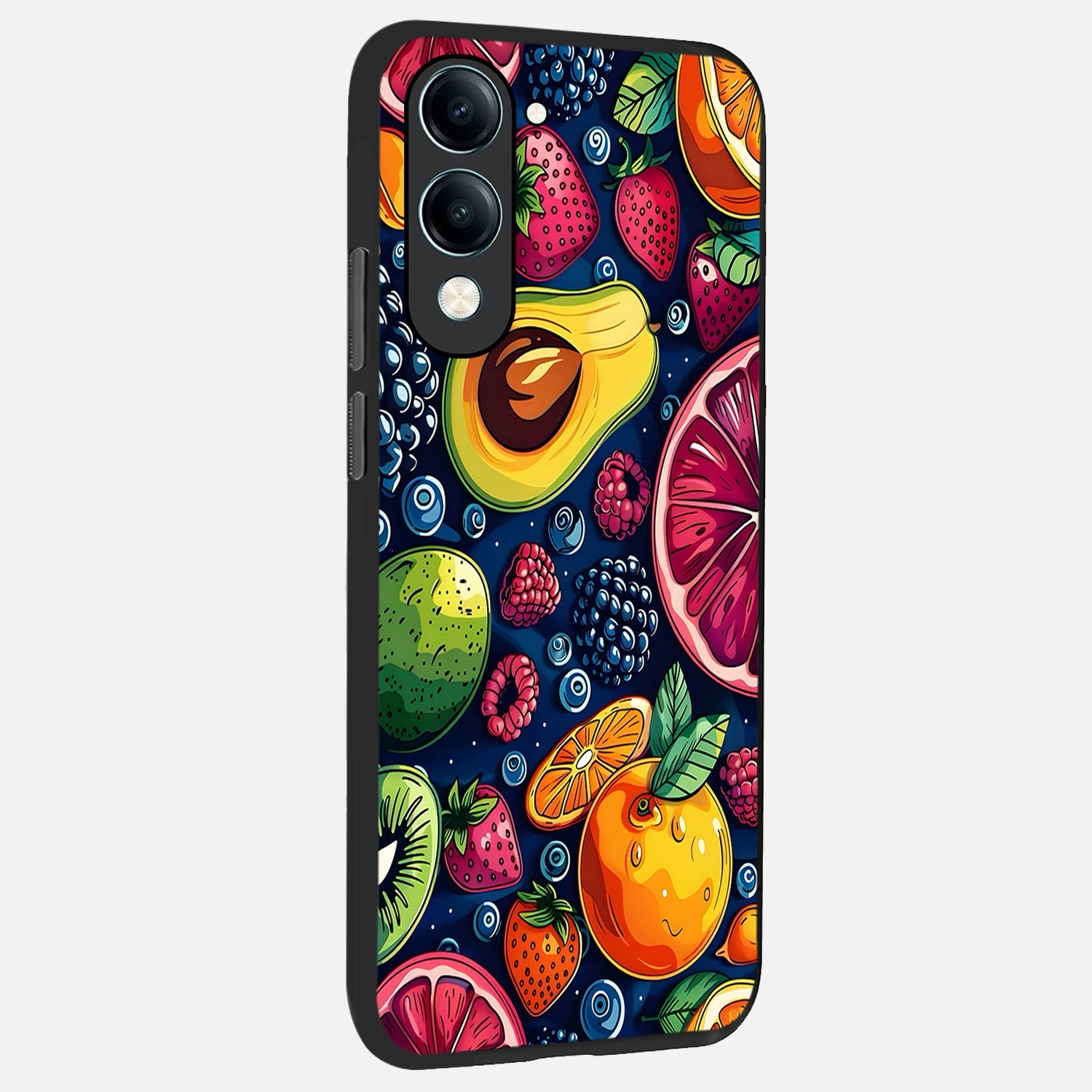  Cute Fruits Art back cover for iQOO Z10 lite slim fit glass case with vibrant aesthetic design