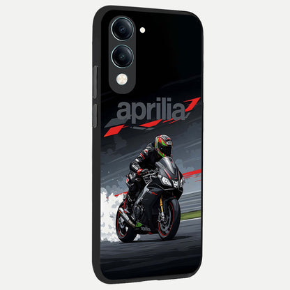  Dark Aprilla back cover for iQOO Z10 lite slim fit glass case with vibrant aesthetic design
