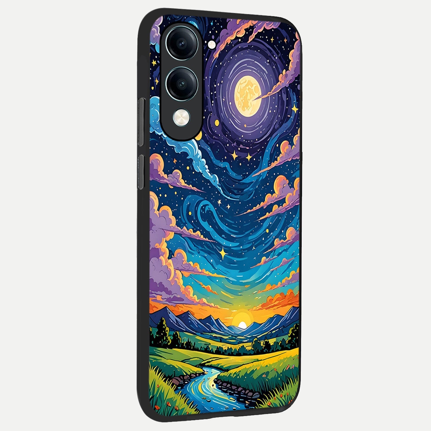  Dreamy Night Landscape back cover for iQOO Z10 Lite slim fit glass case with vibrant aesthetic design