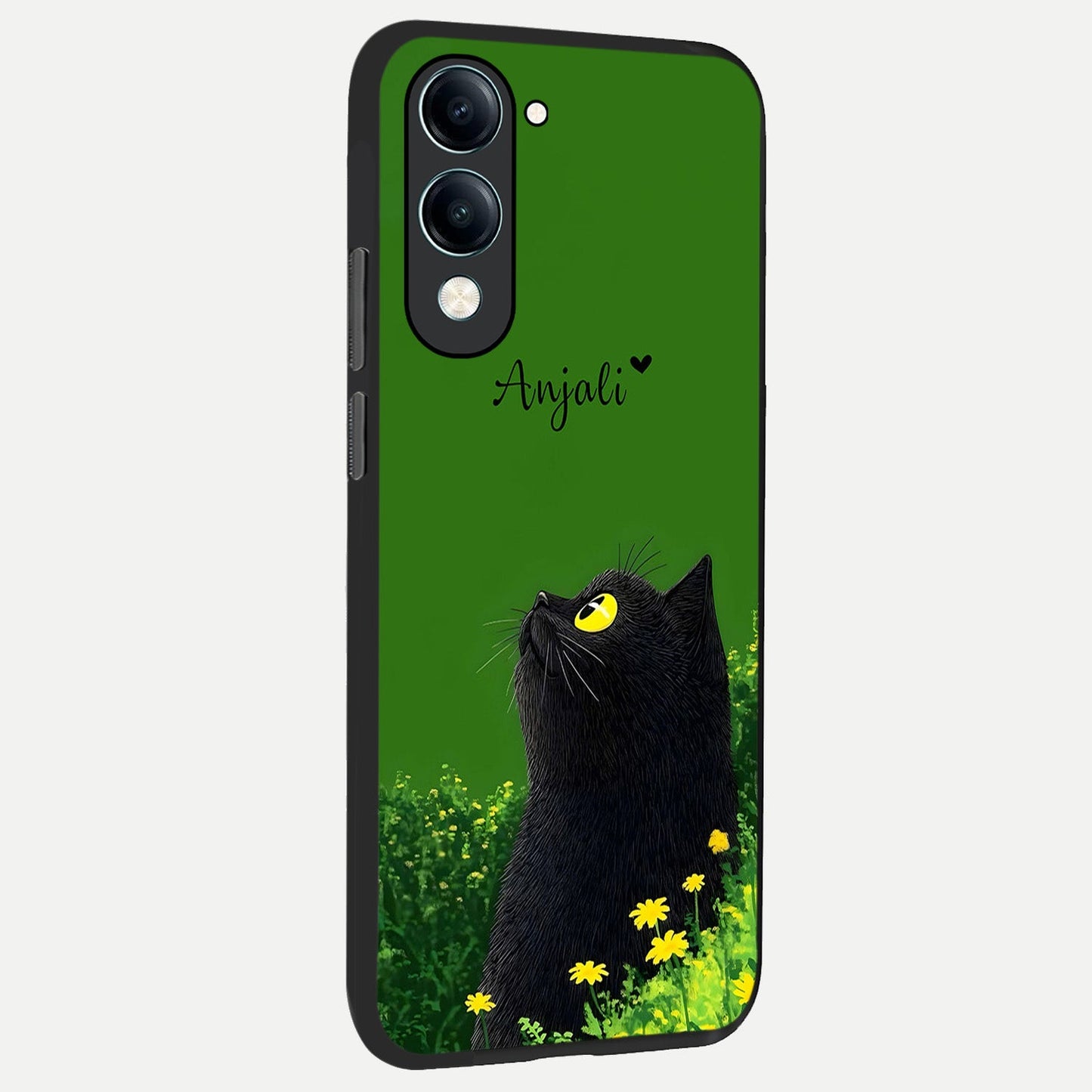  Emerald Cat Custom Name back cover for iQOO Z10 Lite slim fit glass case with vibrant aesthetic design