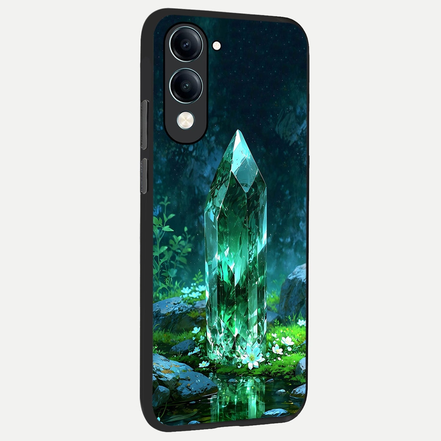  Emerald Light Crystal back cover for iQOO Z10 lite slim fit glass case with vibrant aesthetic design