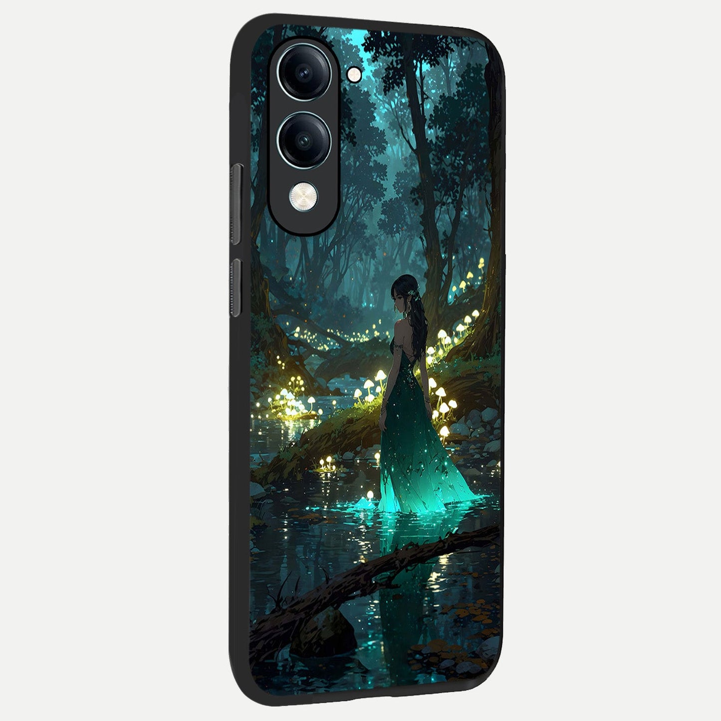  Enchanted Forest Glow back cover for iQOO Z10 lite slim fit glass case with vibrant aesthetic design